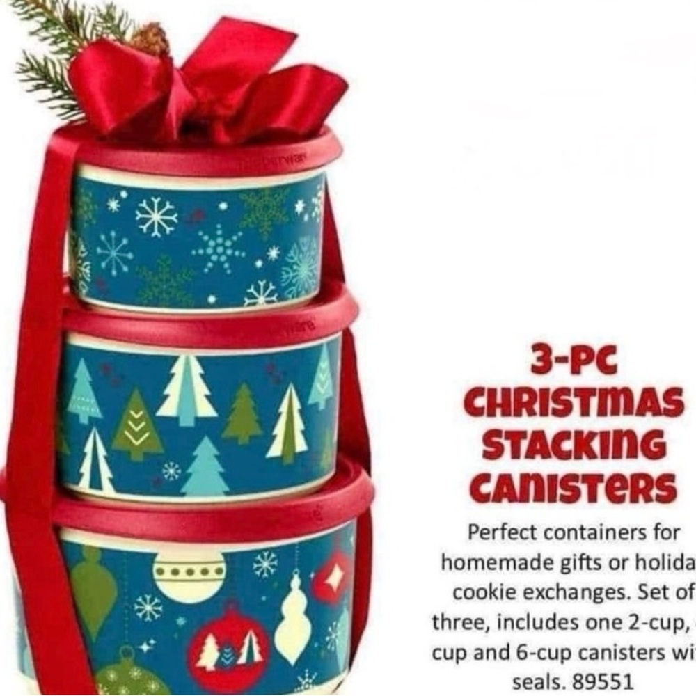 Tupperware 3 pc stacking Christmas Stacking Canisters